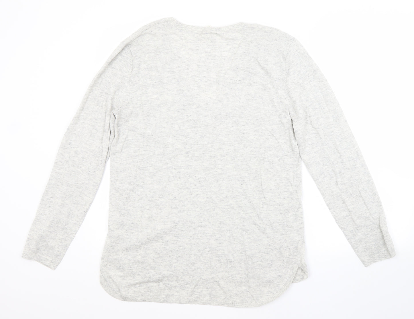 H&M Womens Grey Scoop Neck  Polyamide Pullover Jumper Size S
