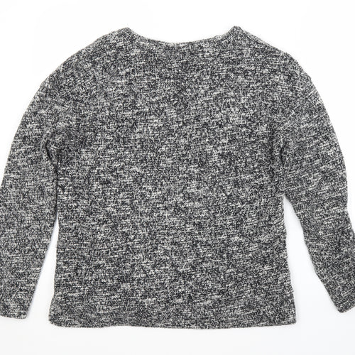 Zara Womens Grey V-Neck  Cotton Pullover Jumper Size M