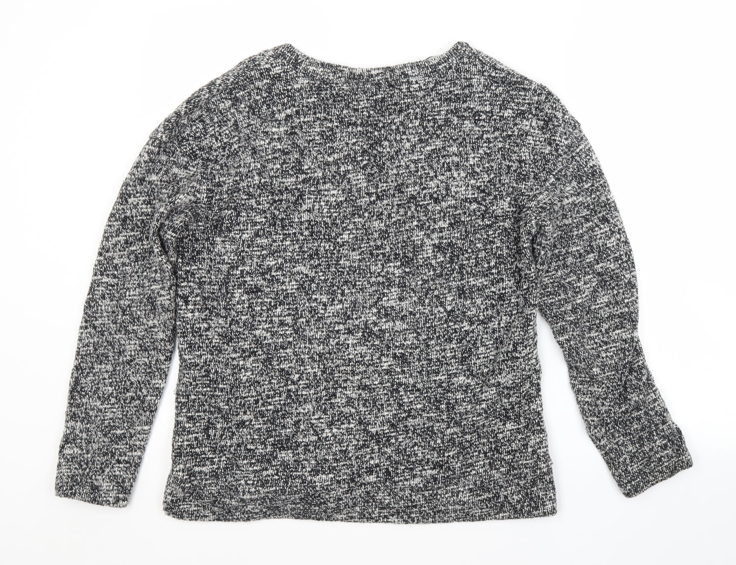 Zara Womens Grey V-Neck  Cotton Pullover Jumper Size M