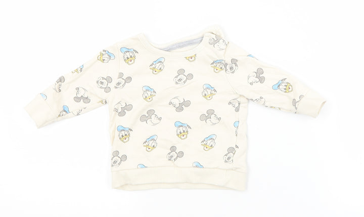 George Baby Beige Spotted Cotton Pullover Jumper Size 0-3 Months   - DISNEY