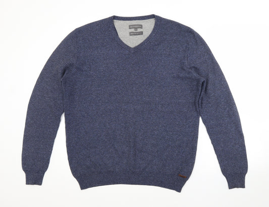 Front view of RJR.John Rocha women’s blue v-neck cotton jumper, size M