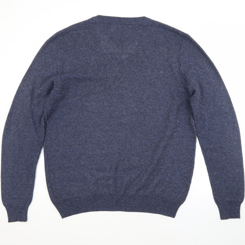 RJR.John Rocha Womens Blue V-Neck  Cotton Pullover Jumper Size M