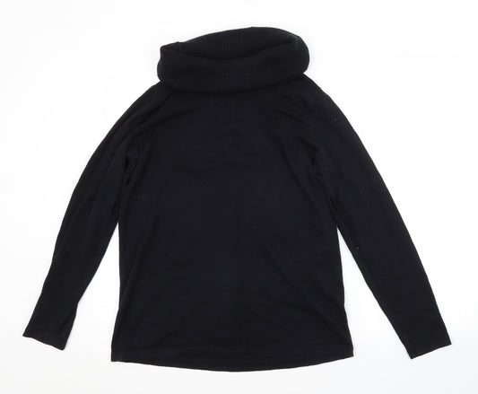 Front view of Bonprix women’s black roll neck cotton jumper, size UK 12