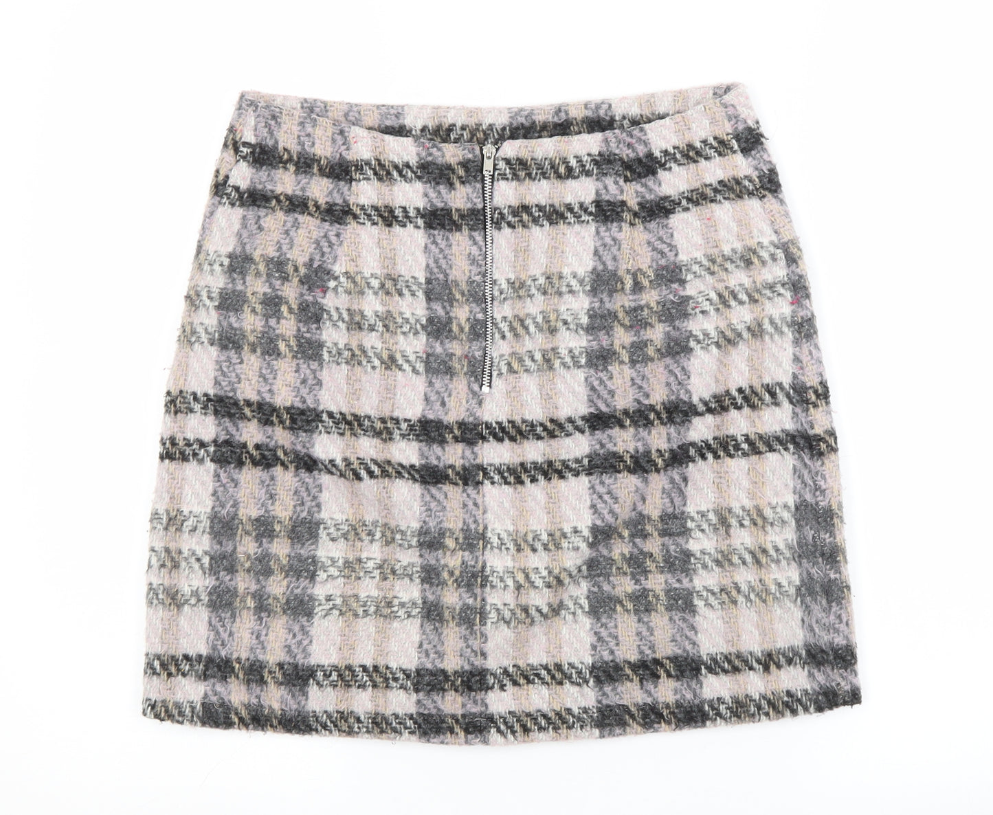 New Look Womens Multicoloured Check Polyester A-Line Skirt Size 8