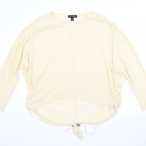 QED London Womens Beige Crew Neck  Viscose Pullover Jumper Size L