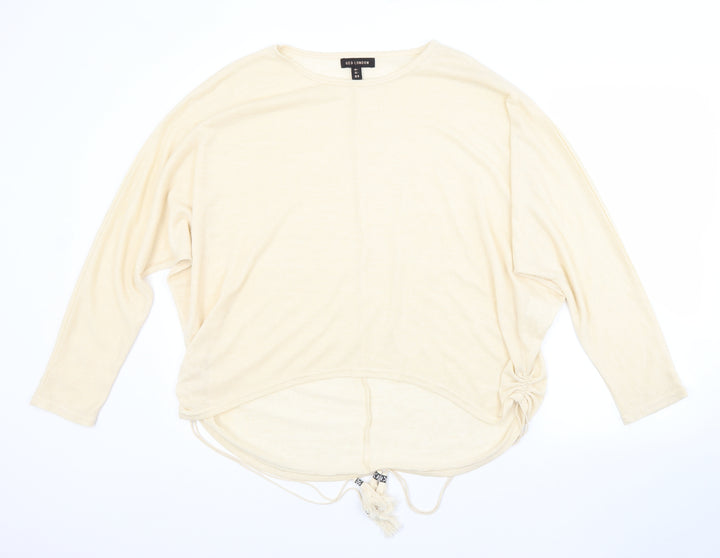 QED London Womens Beige Crew Neck Viscose Pullover Jumper Size L