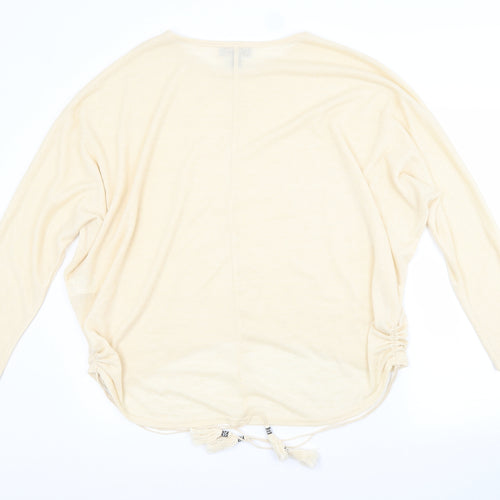 QED London Womens Beige Crew Neck  Viscose Pullover Jumper Size L