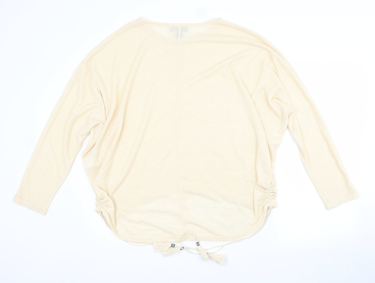 QED London Womens Beige Crew Neck  Viscose Pullover Jumper Size L