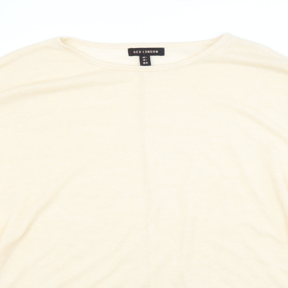 QED London Womens Beige Crew Neck  Viscose Pullover Jumper Size L