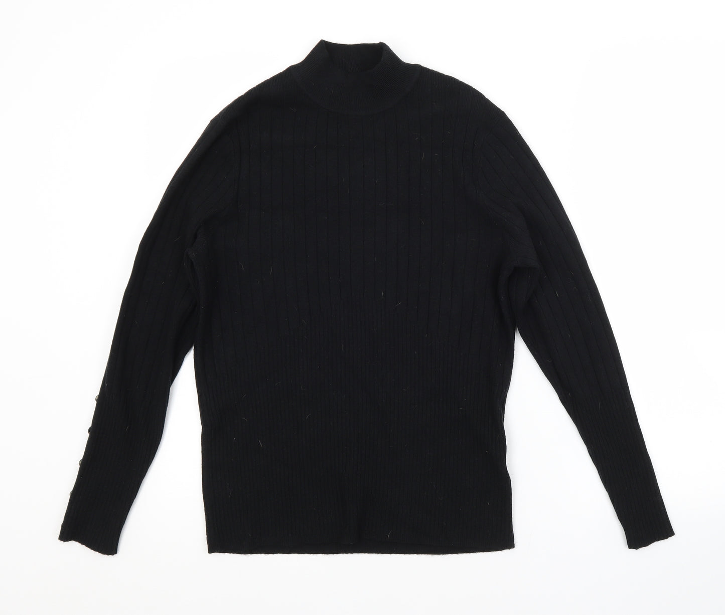 M&S Womens Black Crew Neck  Viscose Pullover Jumper Size 14