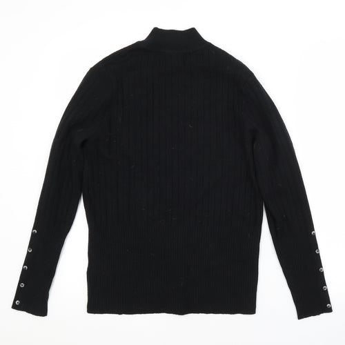M&S Womens Black Crew Neck  Viscose Pullover Jumper Size 14
