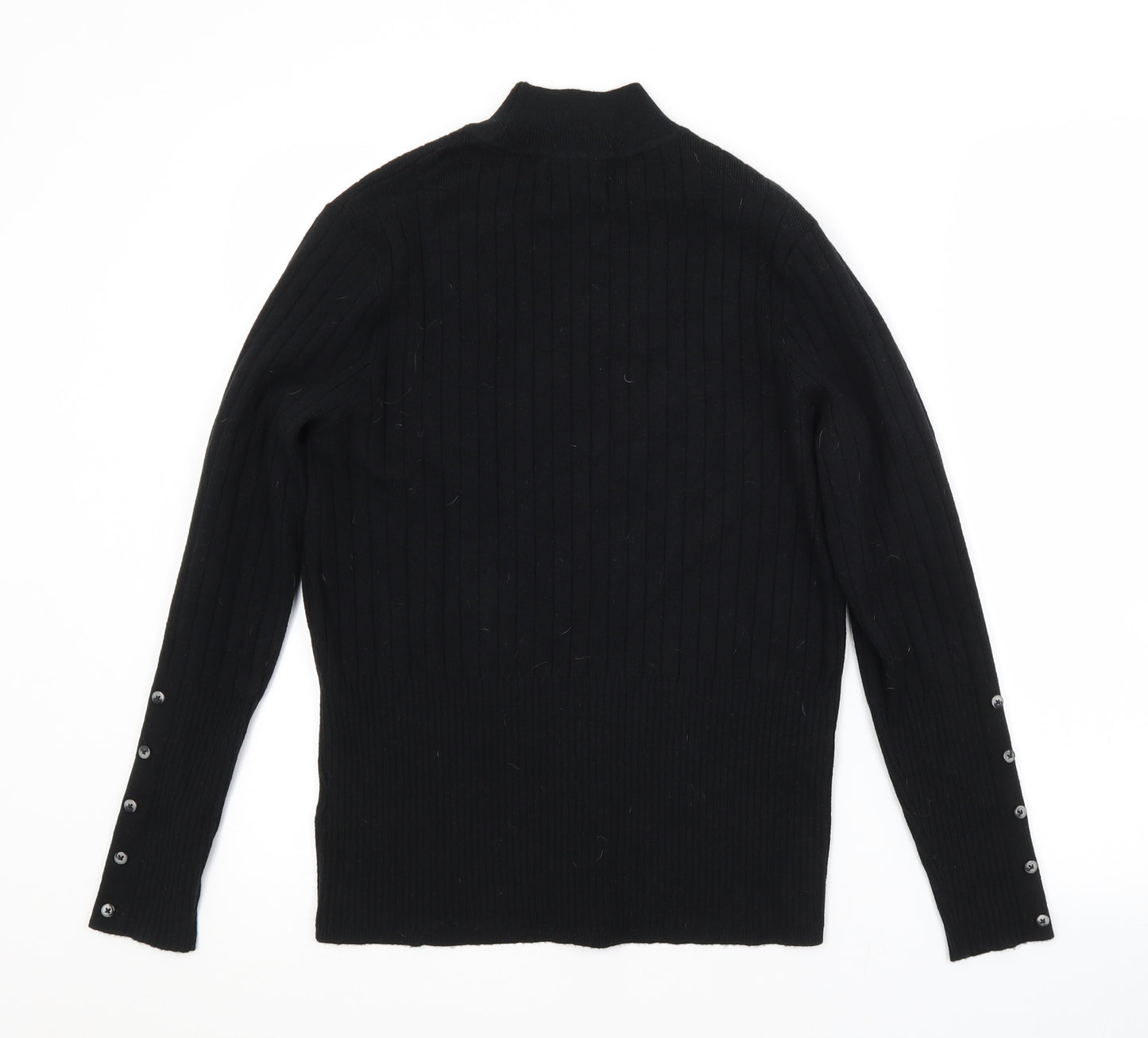 M&S Womens Black Crew Neck  Viscose Pullover Jumper Size 14
