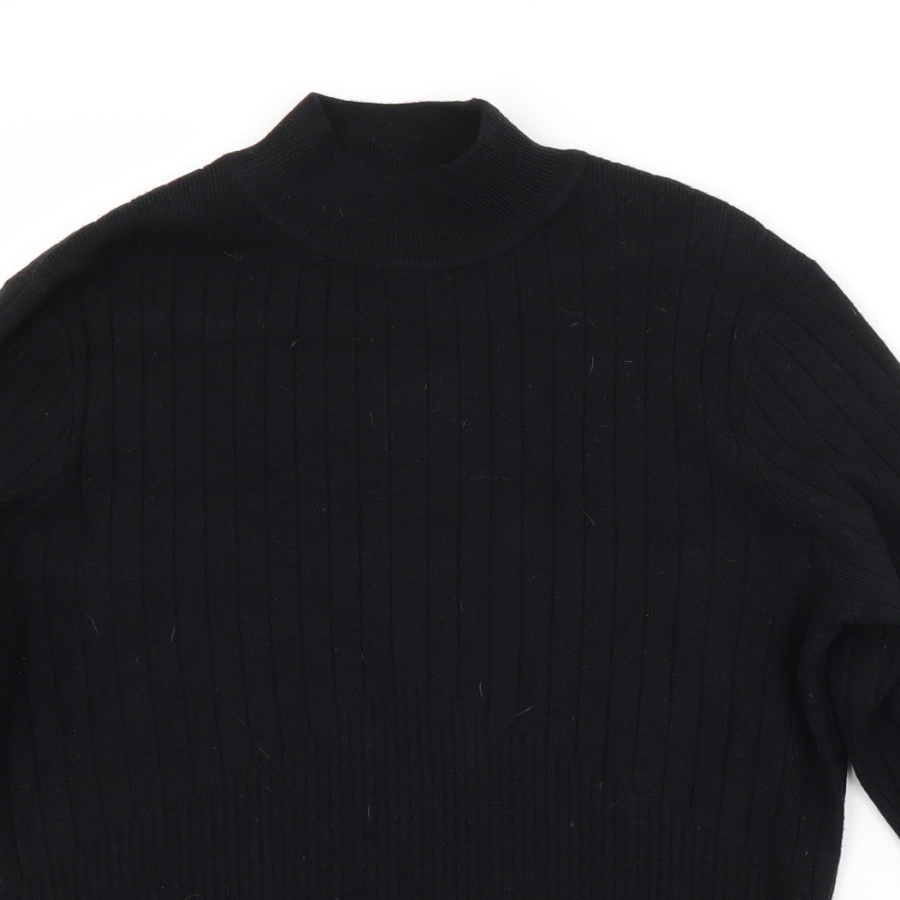 M&S Womens Black Crew Neck  Viscose Pullover Jumper Size 14