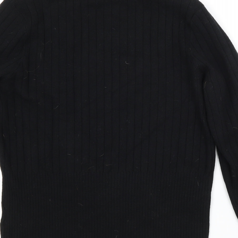 M&S Womens Black Crew Neck  Viscose Pullover Jumper Size 14