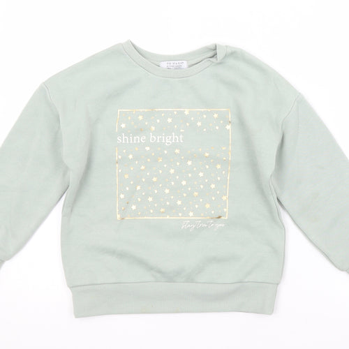 Primark Girls Green  Cotton Pullover Sweatshirt Size 6-7 Years