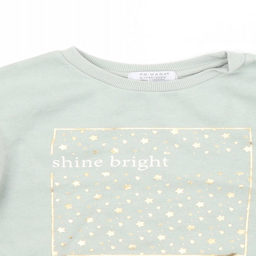 Primark Girls Green  Cotton Pullover Sweatshirt Size 6-7 Years