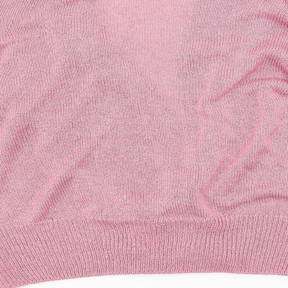 KEENO Womens Pink V-Neck  Acrylic Cardigan Jumper Size L