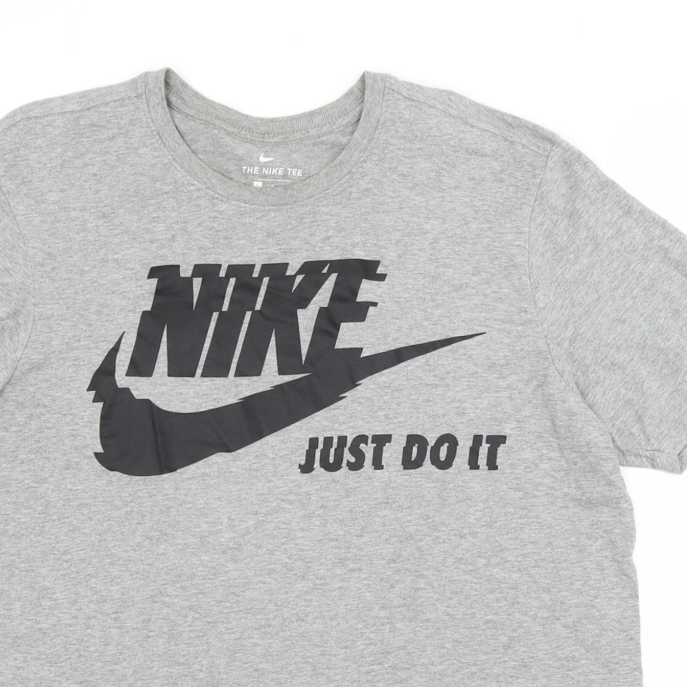 Nike Mens Grey  Cotton  T-Shirt Size L Crew Neck