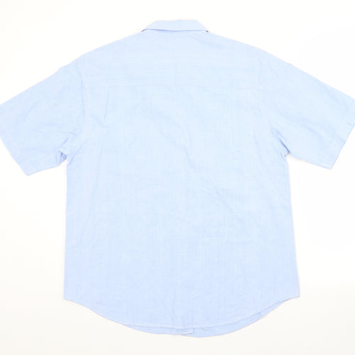 Preworn Womens Blue  Cotton Basic Button-Up Size L Collared