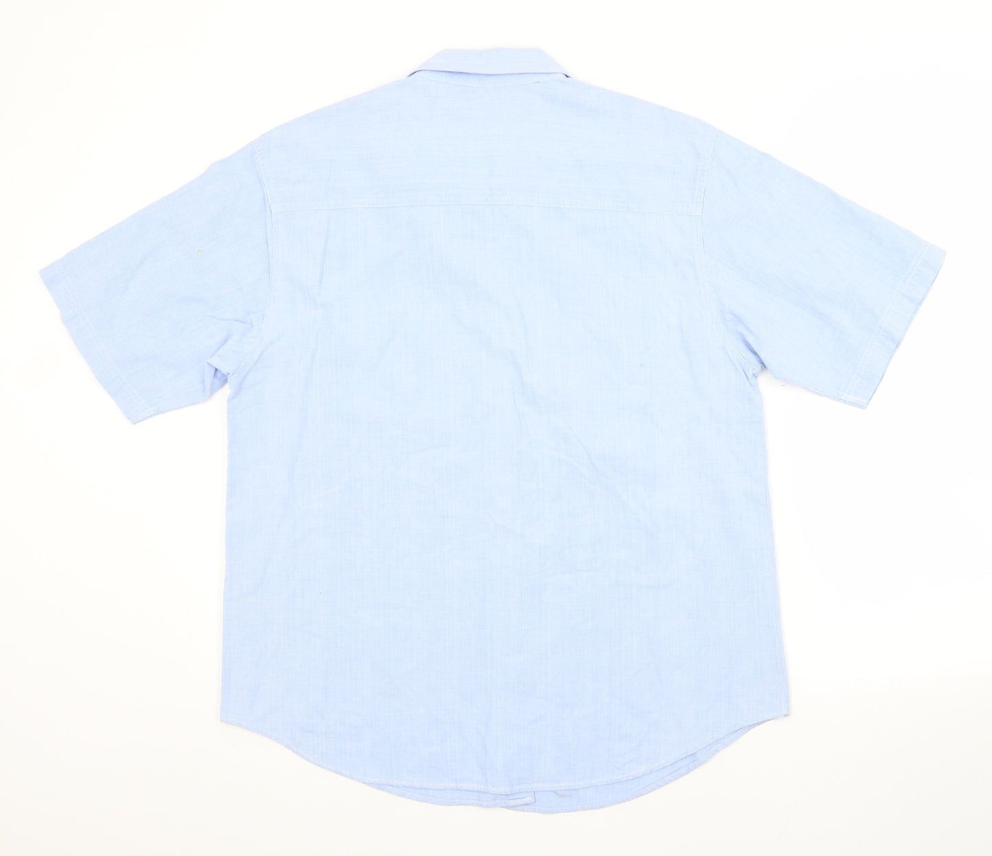 Preworn Womens Blue  Cotton Basic Button-Up Size L Collared