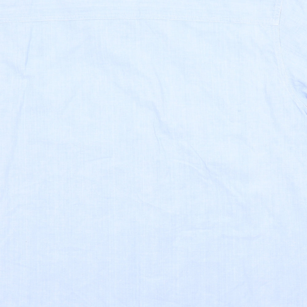 Preworn Womens Blue  Cotton Basic Button-Up Size L Collared