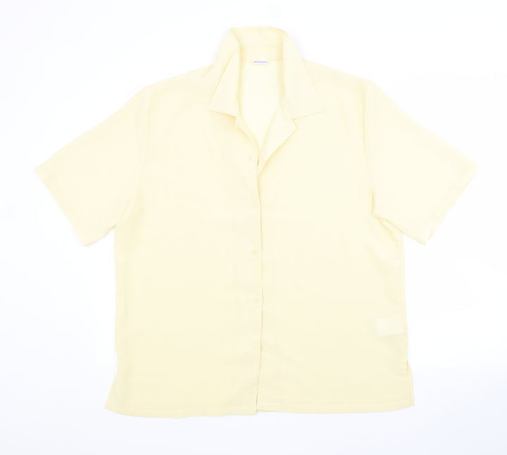Damart Womens Yellow Polyester Basic Button-Up Size 18 Collared