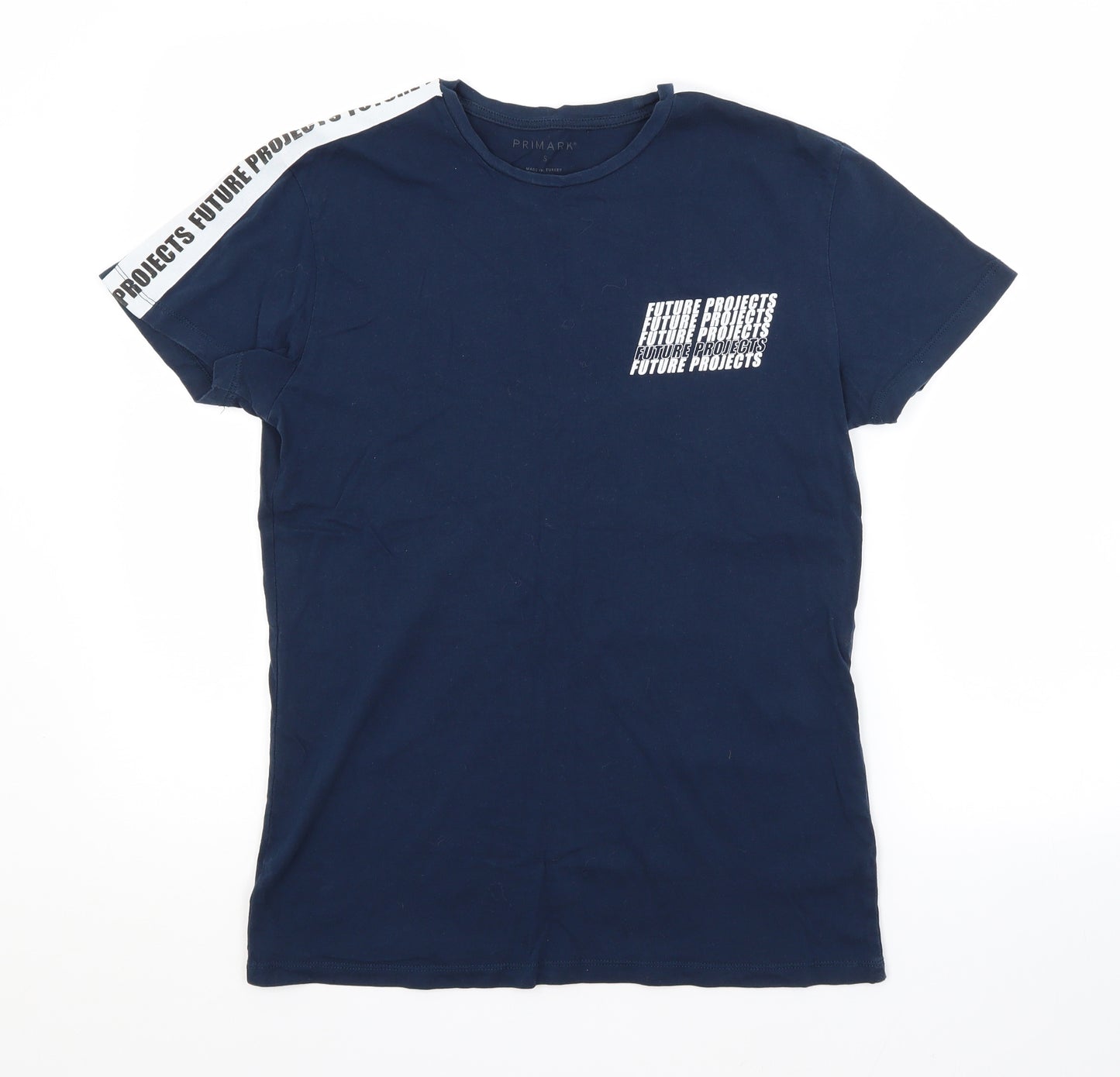 Primark Mens Blue  Cotton  T-Shirt Size S Crew Neck