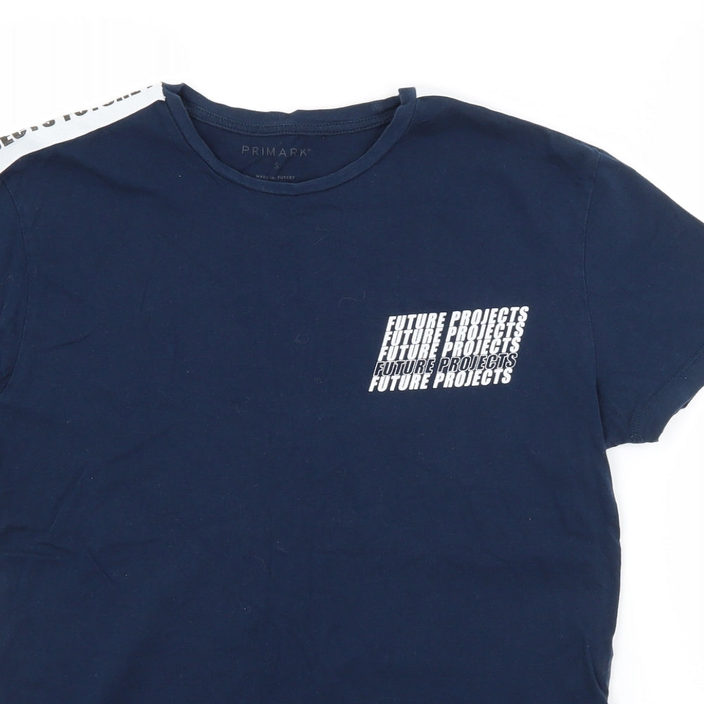 Primark Mens Blue  Cotton  T-Shirt Size S Crew Neck
