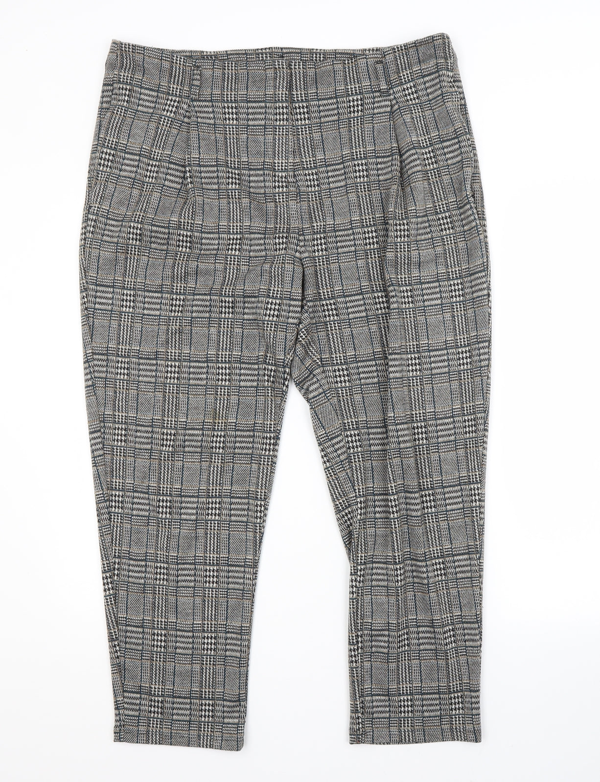 George Womens Grey Check Polyester Trousers  Size 16 L25 in Regular
