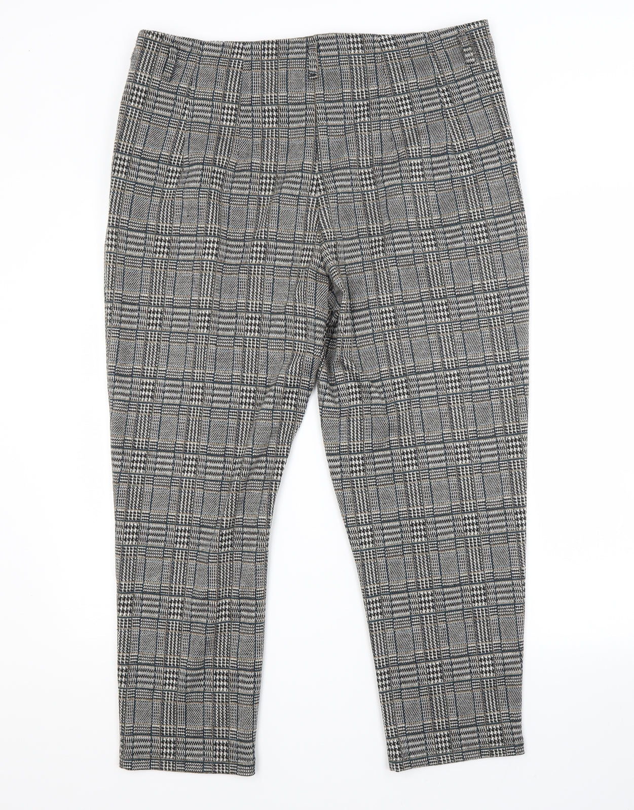 George Womens Grey Check Polyester Trousers  Size 16 L25 in Regular