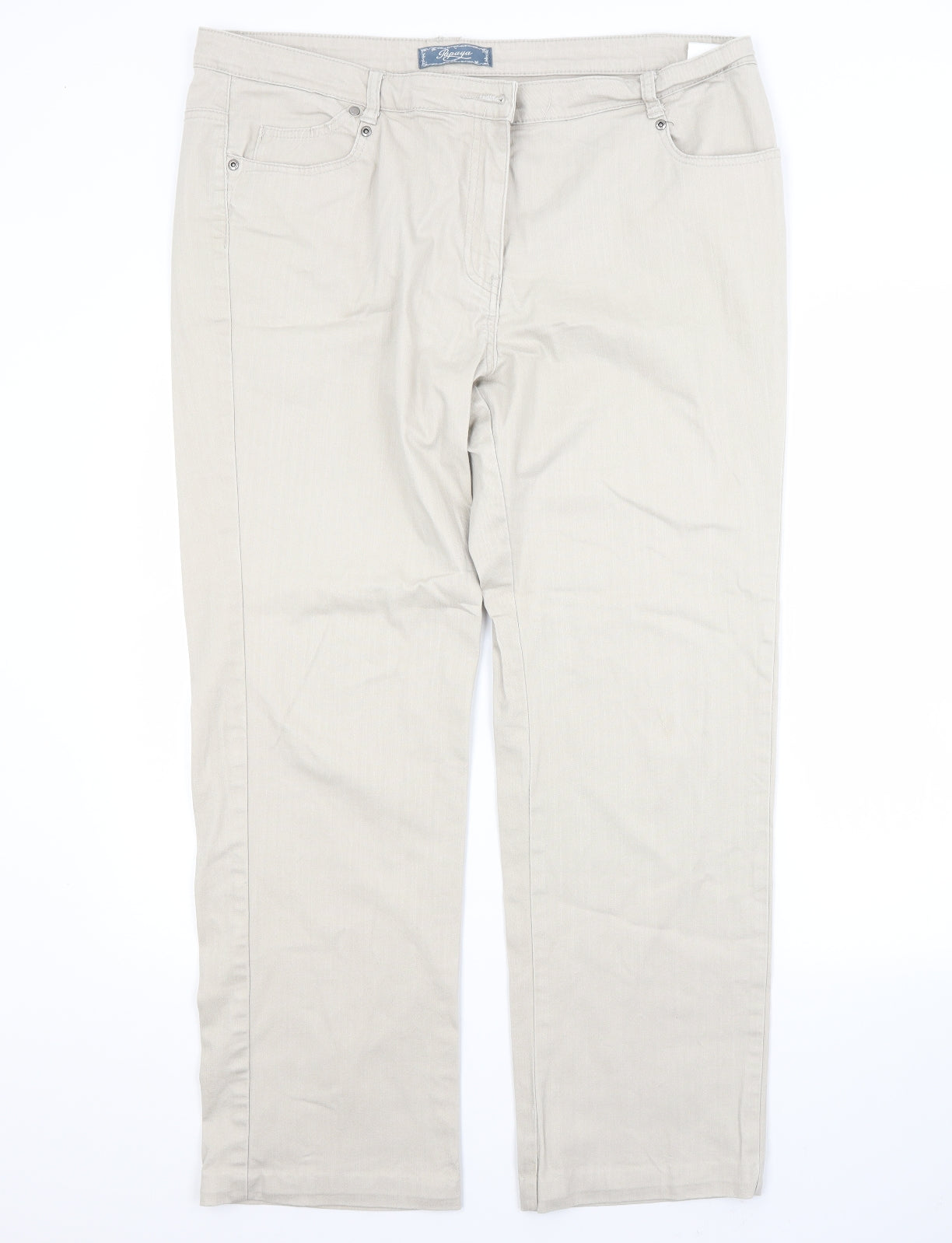 Papaya Womens Beige  Cotton Straight Jeans Size 16 L29 in Regular