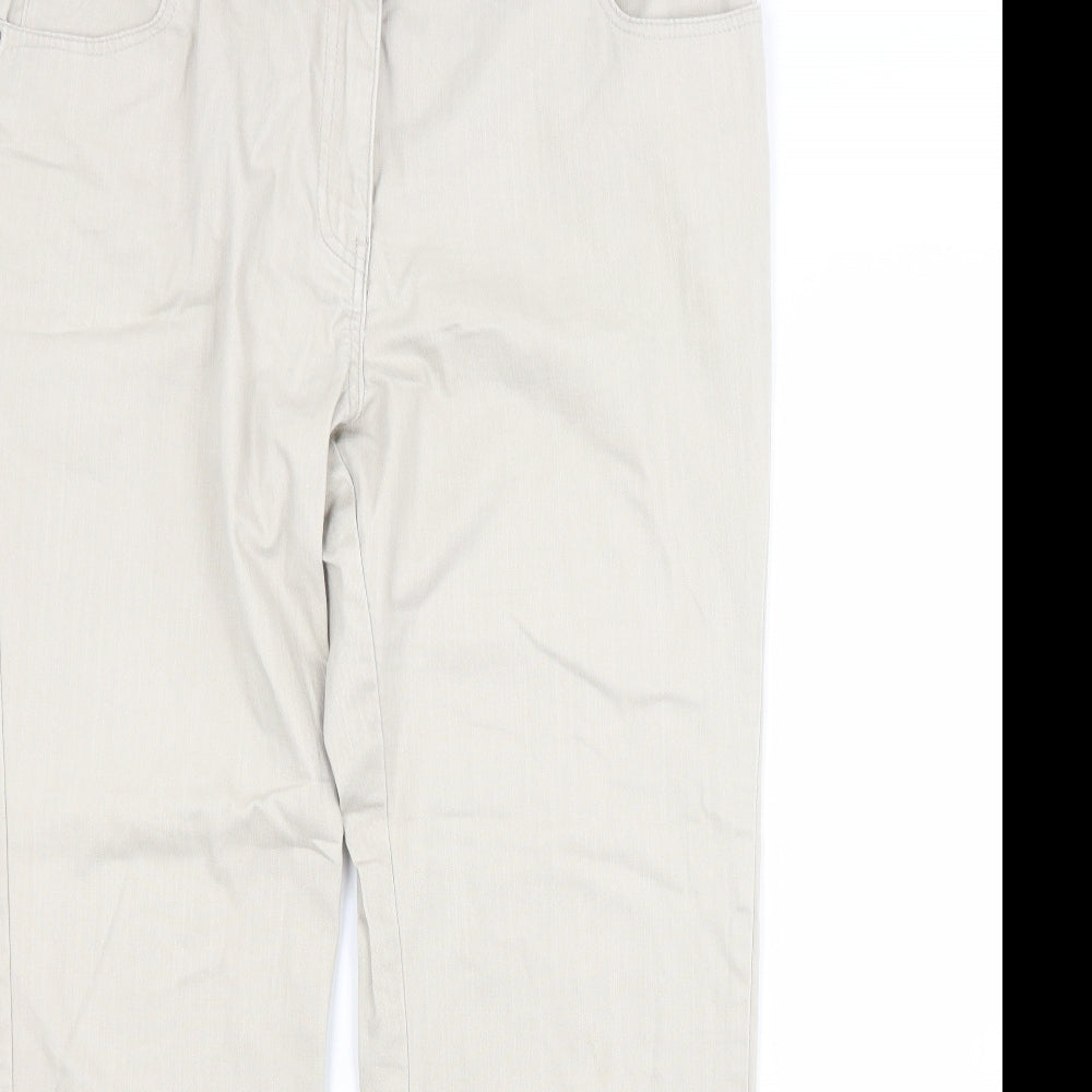 Papaya Womens Beige  Cotton Straight Jeans Size 16 L29 in Regular