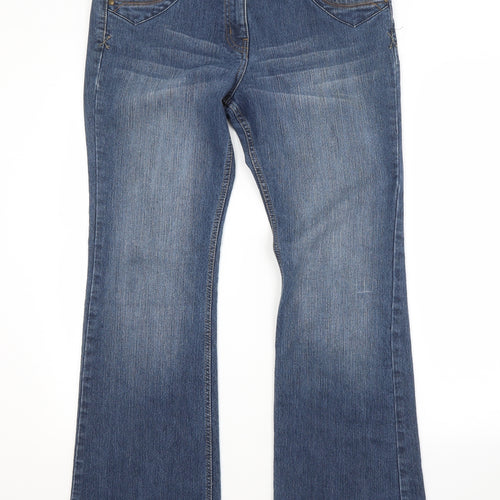 George Womens Blue  Cotton Bootcut Jeans Size 14 L31 in Regular
