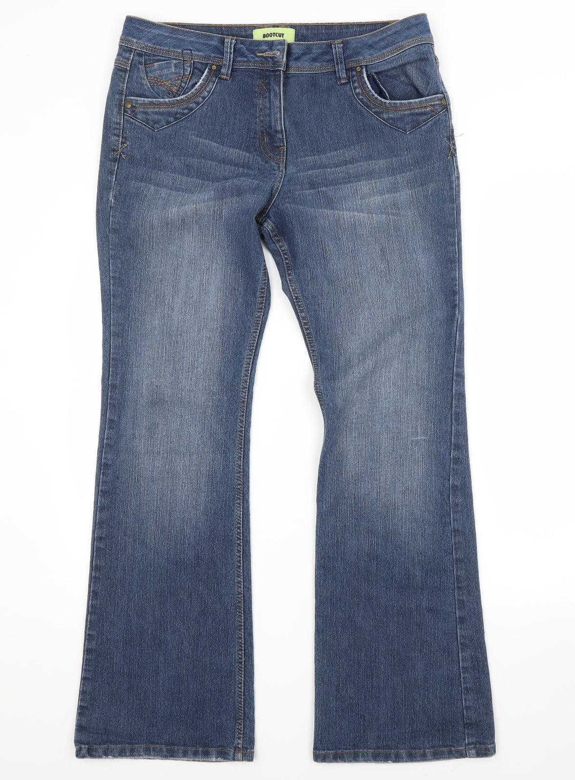 George Womens Blue  Cotton Bootcut Jeans Size 14 L31 in Regular