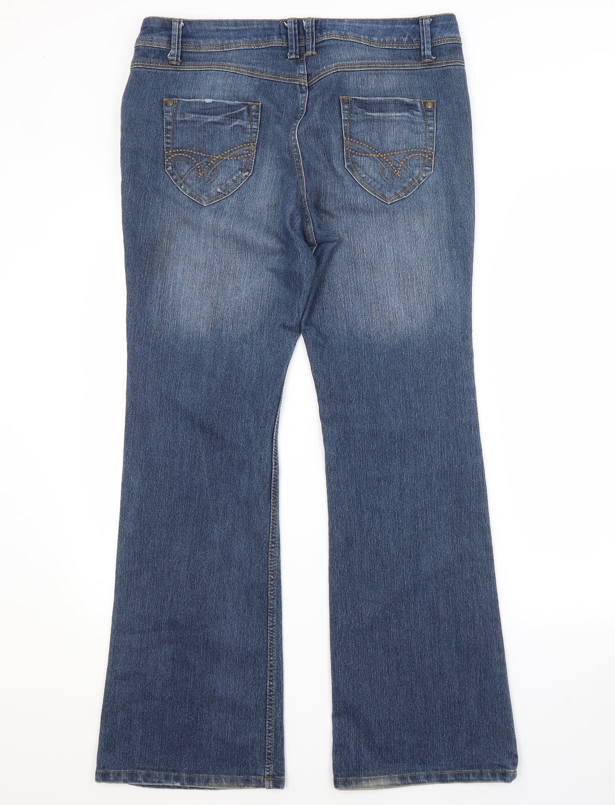 George Womens Blue  Cotton Bootcut Jeans Size 14 L31 in Regular