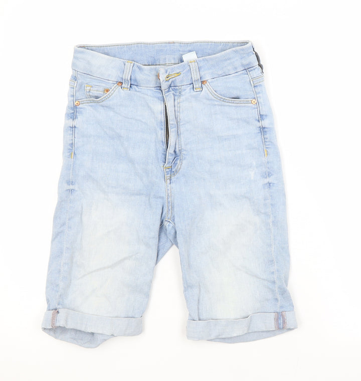 Preworn Womens Blue Cotton Cut-Off Shorts Size 6 L9 in Regular