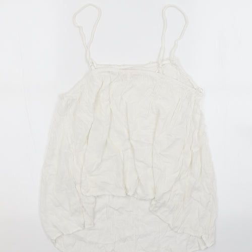 FALMER Womens White  Viscose Basic Tank Size 12 Square Neck