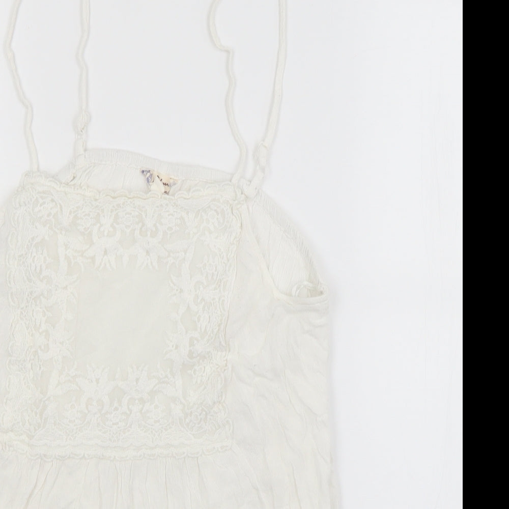 FALMER Womens White  Viscose Basic Tank Size 12 Square Neck