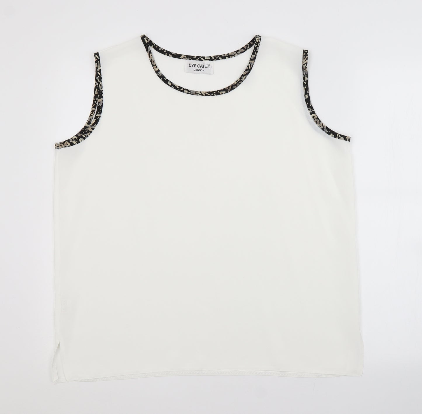 EYE CATCH Womens White  Polyester Basic Blouse Size 16 Scoop Neck