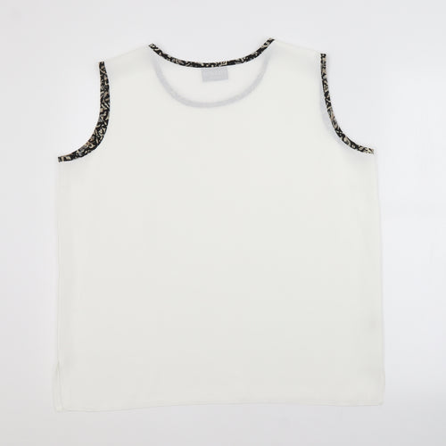 EYE CATCH Womens White  Polyester Basic Blouse Size 16 Scoop Neck
