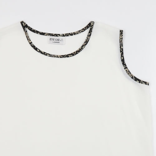 EYE CATCH Womens White  Polyester Basic Blouse Size 16 Scoop Neck