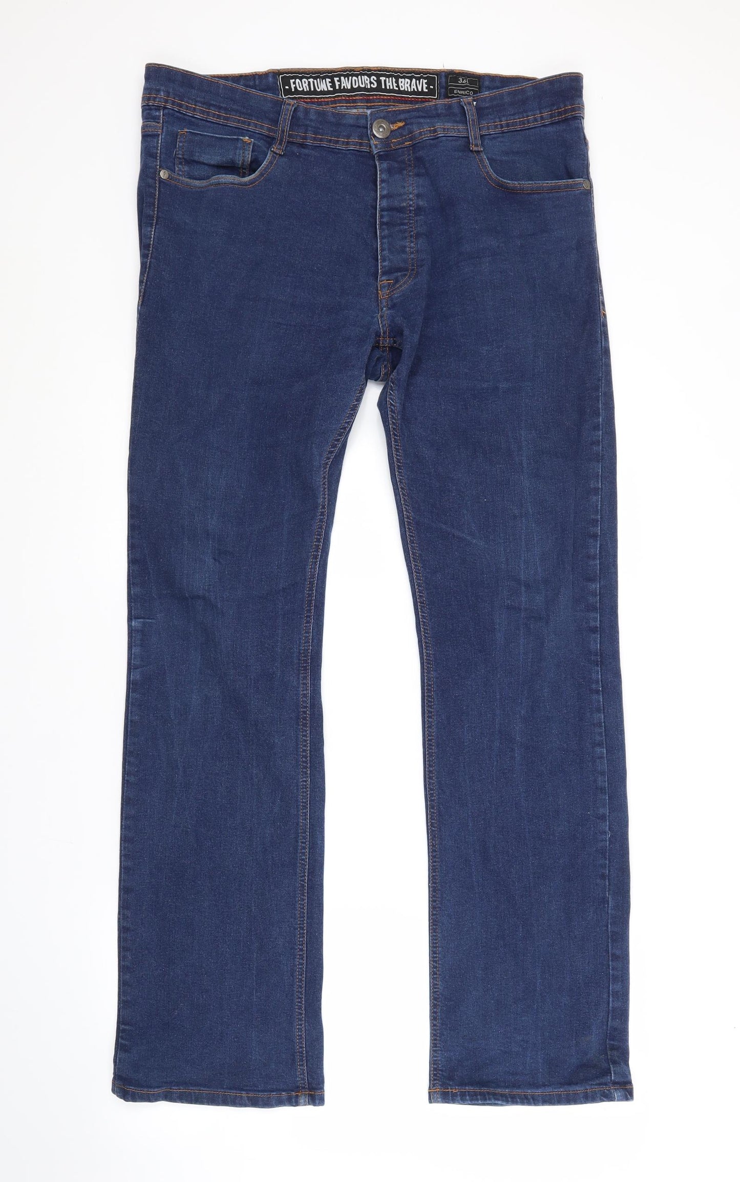 Preworn Mens Blue  Cotton Straight Jeans Size 34 in L33 in Regular