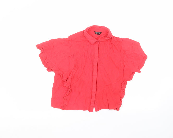 Topshop Womens Pink  Viscose Basic Button-Up Size 8 Collared