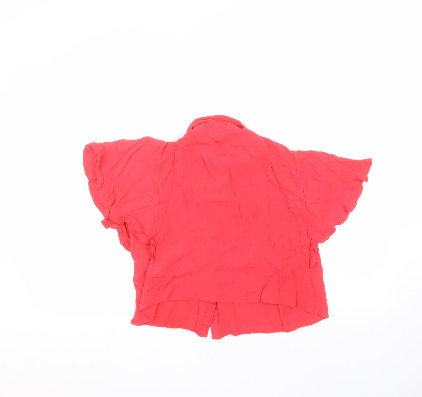 Topshop Womens Pink  Viscose Basic Button-Up Size 8 Collared