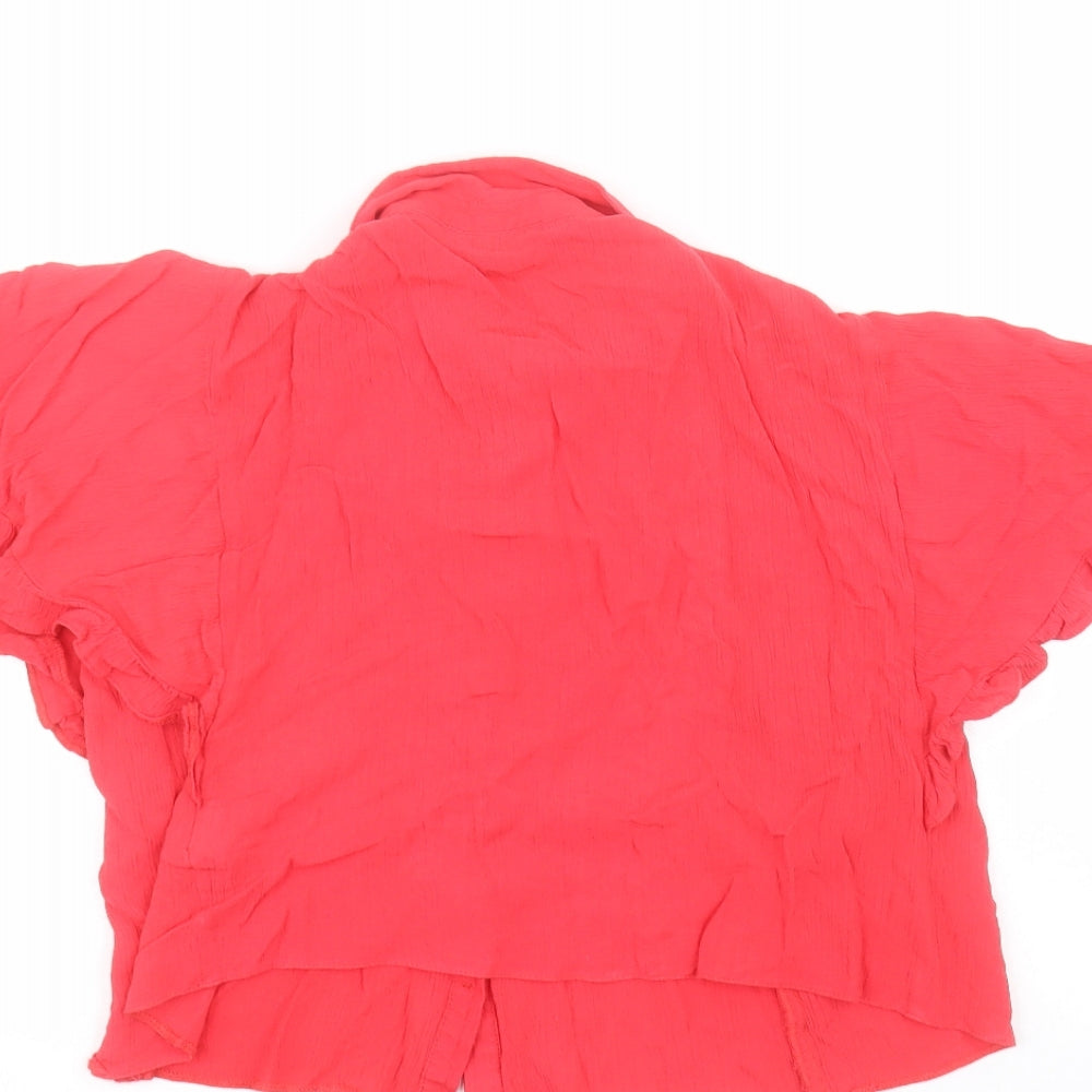 Topshop Womens Pink  Viscose Basic Button-Up Size 8 Collared