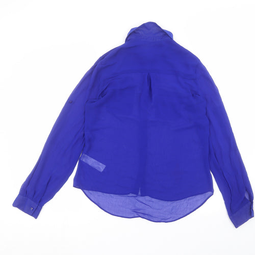 New Look Womens Blue  Polyester Basic Button-Up Size 8 Collared