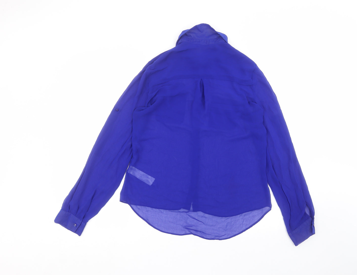 New Look Womens Blue  Polyester Basic Button-Up Size 8 Collared