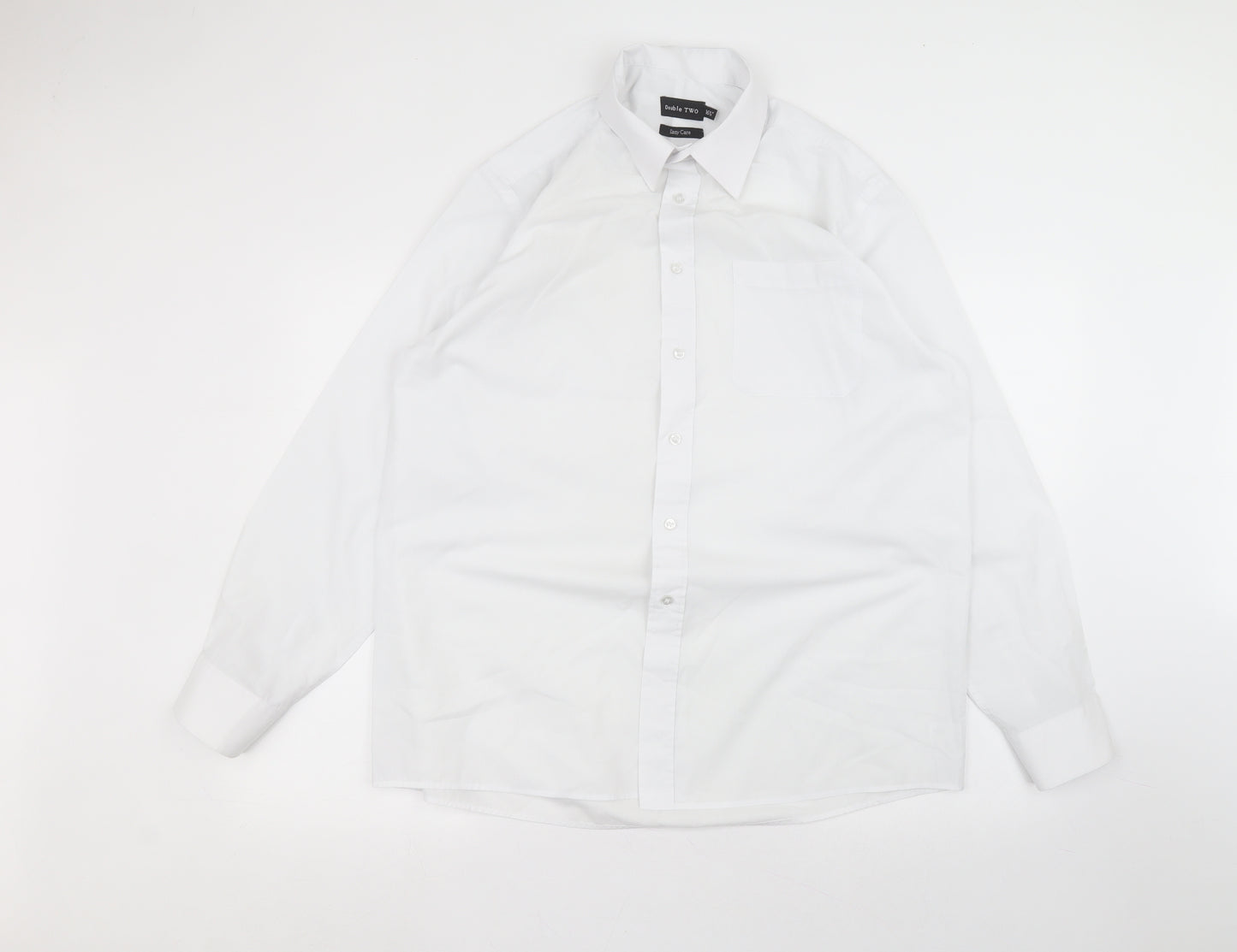 Double TWO Mens White  Cotton  Dress Shirt Size 16.5 Collared