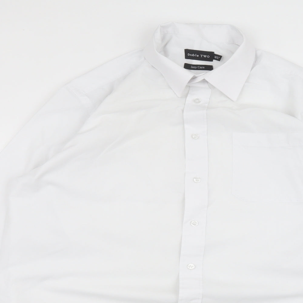 Double TWO Mens White  Cotton  Dress Shirt Size 16.5 Collared
