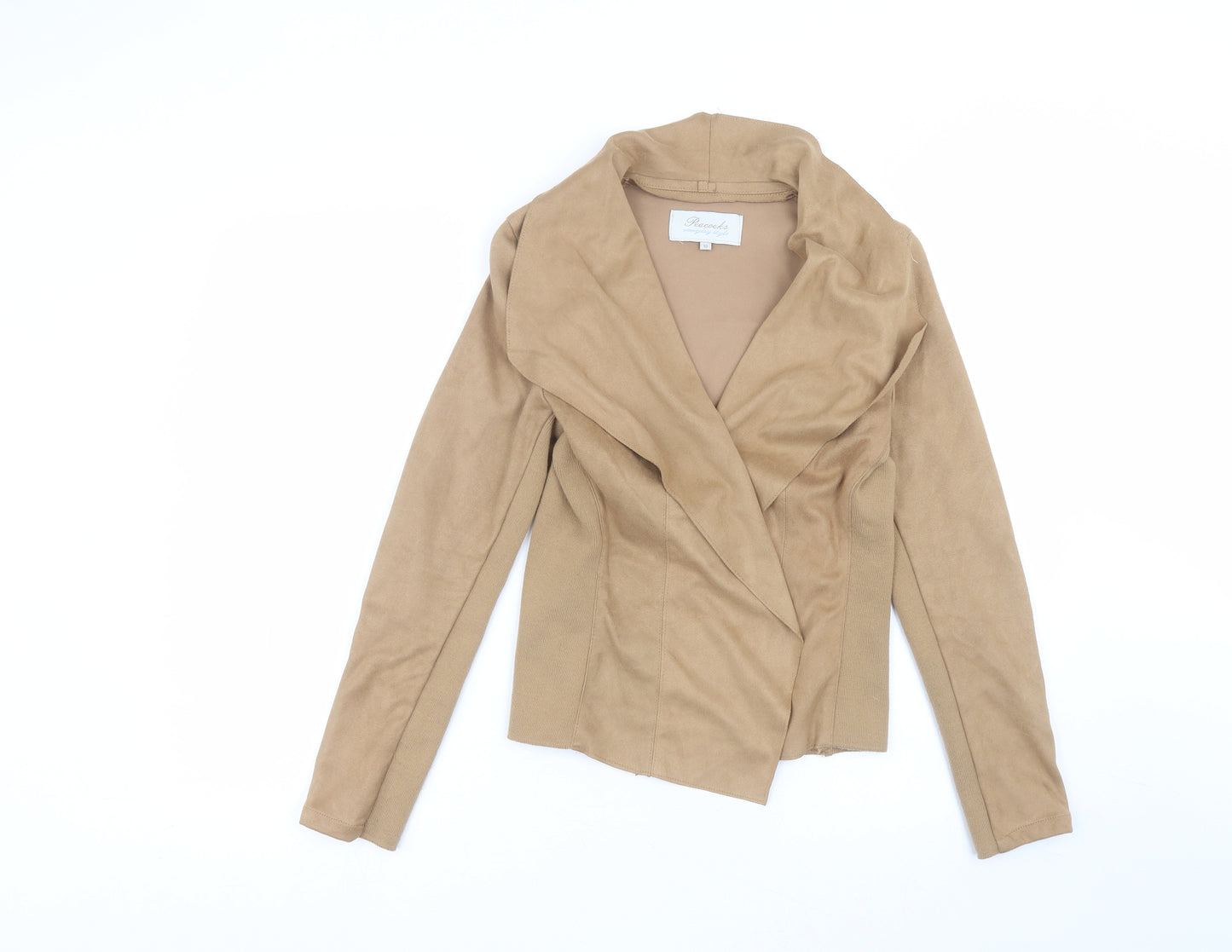 Peacocks Womens Brown V-Neck  Polyester Cardigan Jumper Size 10